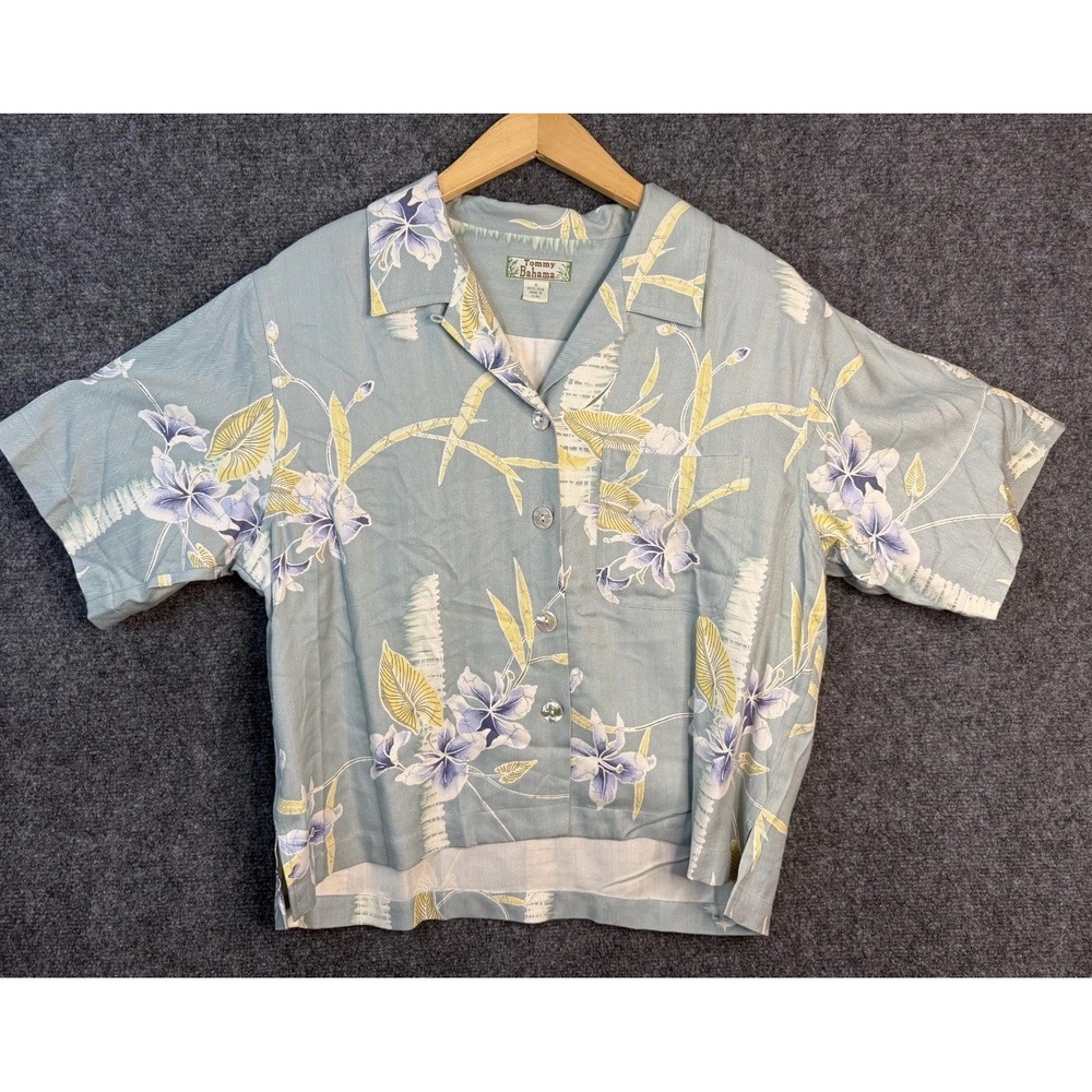 Tommy Bahama Short Sleeve Hawaiian Shirt Men's Small Green Silk Button Up Floral